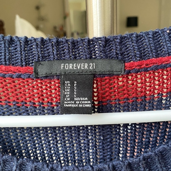 Forever 21 Red and Navy Blue Striped Sweater - Picture 3 of 3